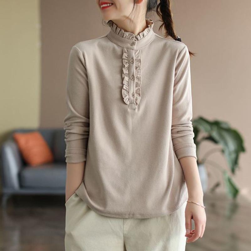 Sweatshirt for Women Cotton Loose Oversized Long Sleeve T-Shirt Fleece Thickened Comfortable Round Neck Casual Pullover Top Sweatshirt