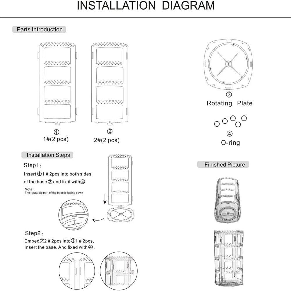 360 Degree Jewelry Display Rack Rotating Jewelry Storage Box Necklaces Rings Holder Selling Show