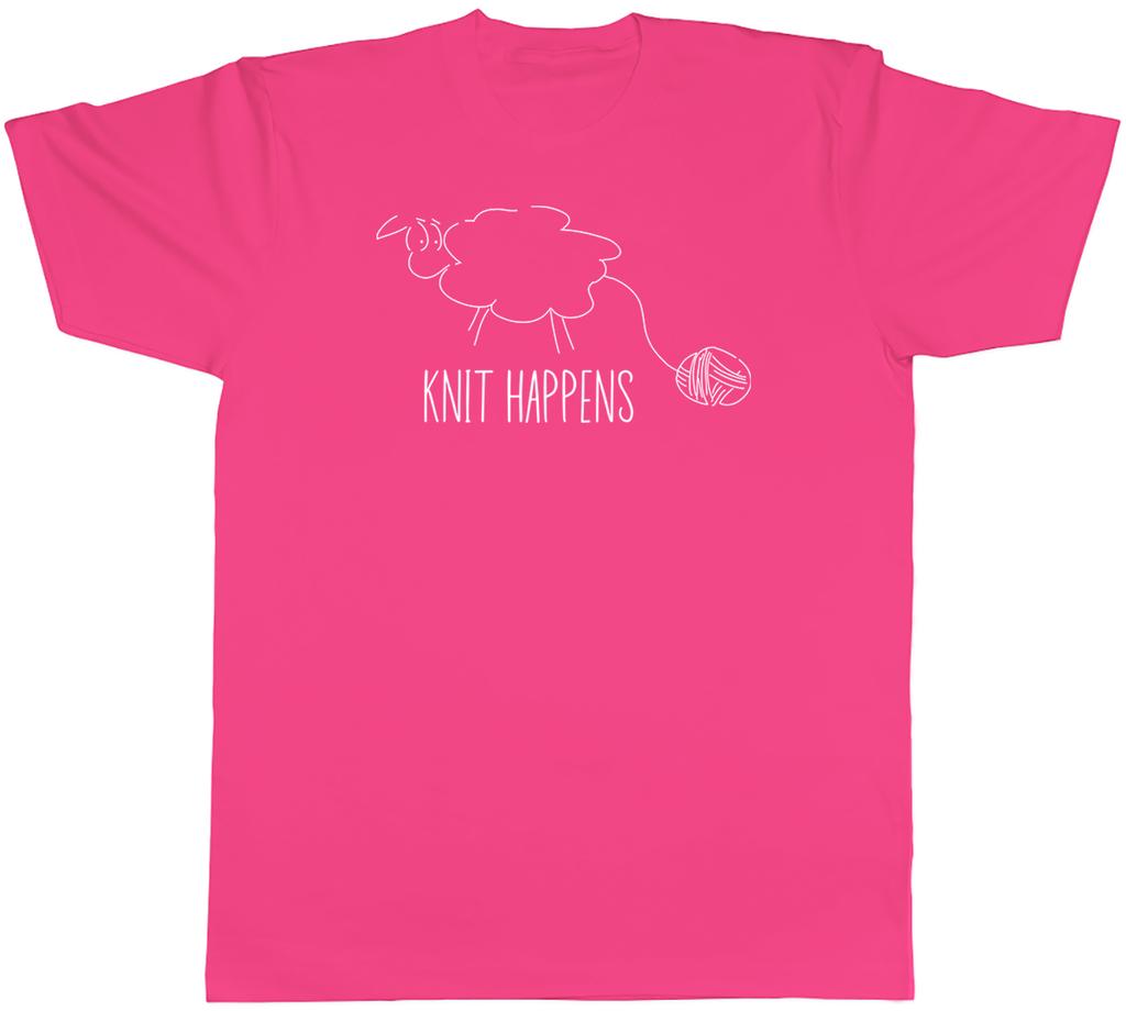 Funny Knit Happens Unisexs TShirt Sheep with Wool Yarn Tee Gift