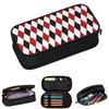 Harlequin Plaid Playing Cards Diamond Pencil Cases for Students School Pen Box Pencil Bag Large Capacity Pencil Pouch