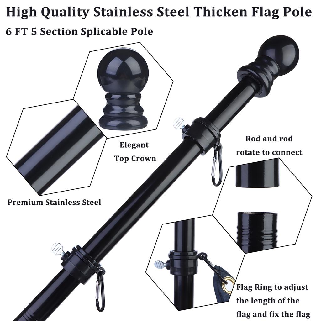 Flag Pole 6Ft Flag Pole Kit For House For Outdoor Garden Truck Use