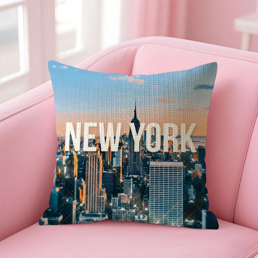 

New York City Fashion Cushion Cover Natural Linen Pillow Case DoubleSided Print Decorative Sofa Pillowcase Home Decor Gift 30x30cm