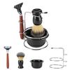 Manual Shaving Set, 4Pcs Shaving Kit   Stainess Steel Stand Set, Bowl Mens Holder Brush Bowl Set Brush and Men S     Bathroom