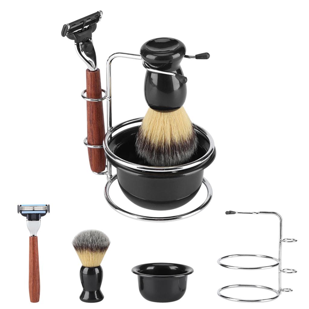 Manual Shaving Set, 4Pcs Shaving Kit   Stainess Steel Stand Set, Bowl Mens Holder Brush Bowl Set Brush and Men S     Bathroom