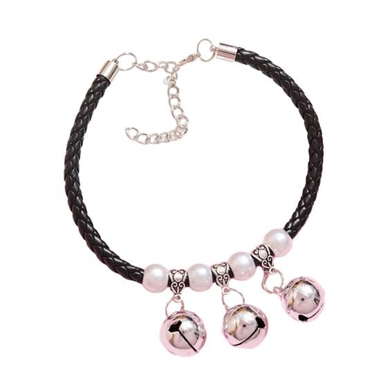 

Ошейник для домашних животных, изысканный круг на шею для домашних животных, регулируемое ожерелье для кошек и собак со съемным кулоном-колокольчиком, товары для домашних животных M