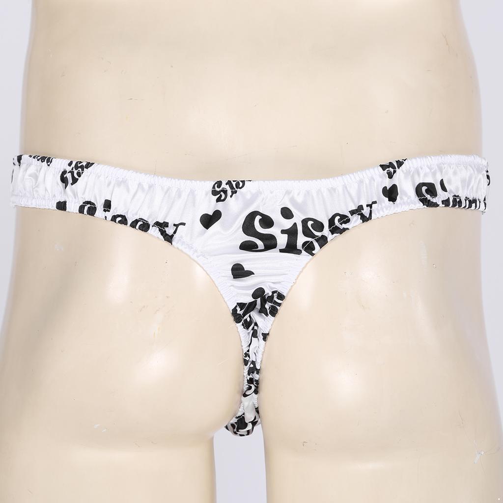 Pánské sexy pohodlné spodní prádlo Lesklé nařasené tanga bikini Sissy