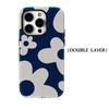 Navy Flower Phone Case for IPhone 17AIR 16E 16 15 14 13 12 11 17 Pro Max Plus Double-layer Back Cover