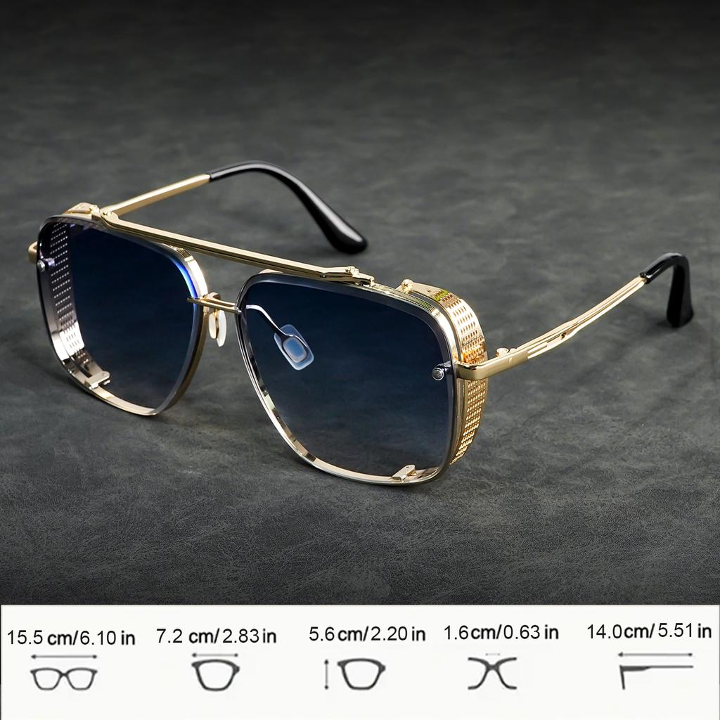 Vintage Metal Double Bridge Fashion Glasses, Stainless Steel Frame, Retro Eyewear for Daily Leisure