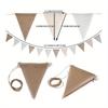 Birthday Linen Banner Multicolor Triangles Flags Hanging Pennant Decor Birthday Party Favor