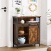 VASAGLE Armadio contenitore, Armadietto con Porta a Scomparsa tipo Stalla, Scomparto Aperto, Ripiano Regolabile, Industriale, per Corridoio, Soggiorno, Cucina, Studio