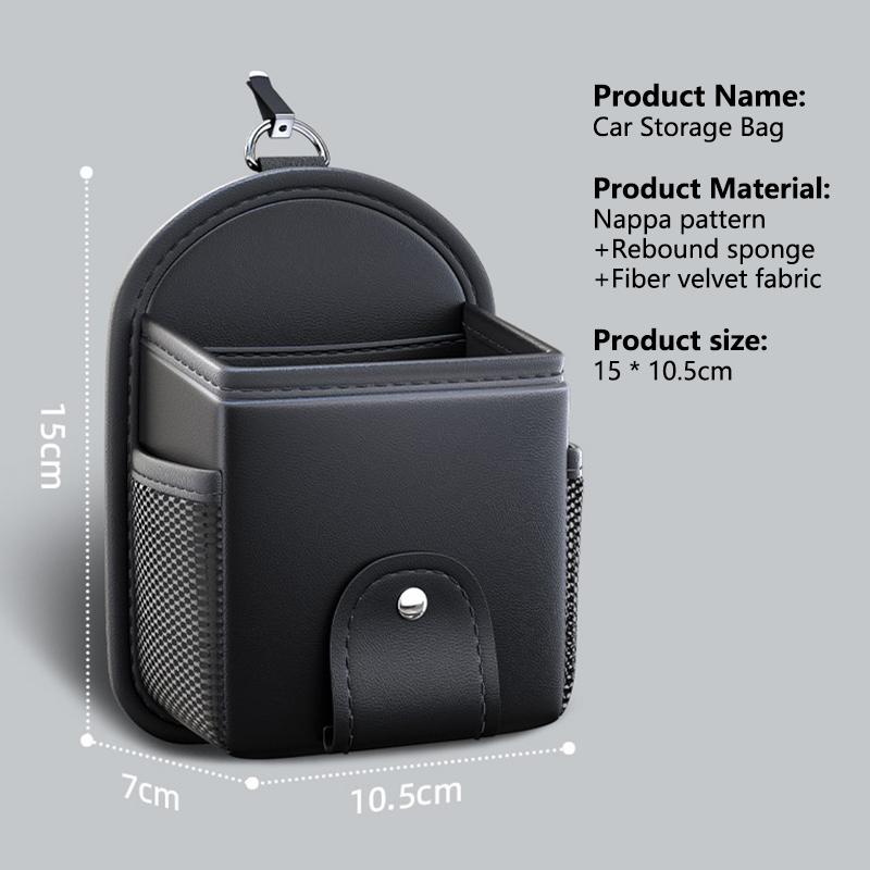 Pu Leather Car Phone Holder Mount Air Vent Hanging Storage Box Car Phone Bag Key Glasses Debris Organizer Support Accessories