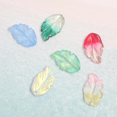 10 Stücke 17*28mm Feder Blatt Archaistic Zubehör Bunte Farbverlauf Glas Anhänger Für Schmuck Machen DIY Charme Dekorationen