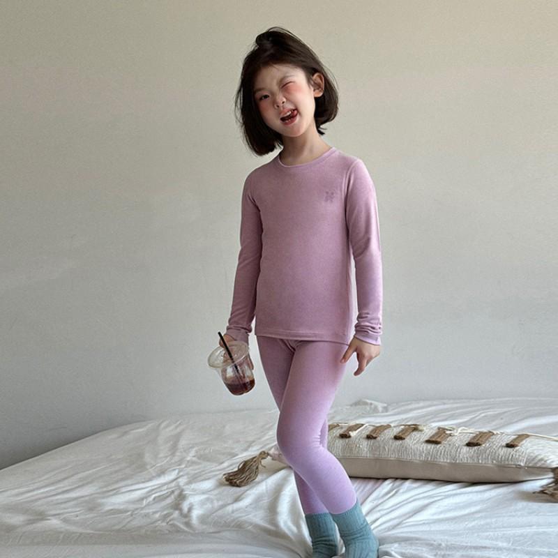 Girls Thermal Underwear Set Kids Winter Homewear Cotton Blend Soft Loungewear