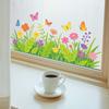 Simple and Fresh Grass, Flowers, Butterflies. Outdoor Balcony. Glass Windows. Window Stickers for Beautification.