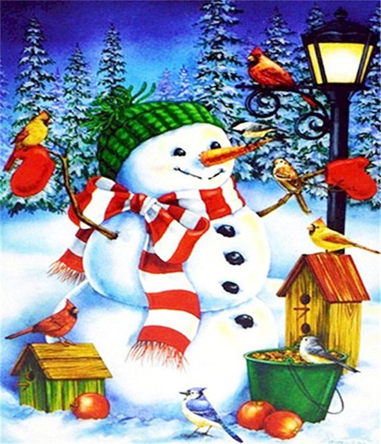 

Ruopoty картина по номерам Рождественская ручная роспись уникальный подарок настенные художественные картины по номерам наборы снеговиков для гостиной 40x50cm NO Frame