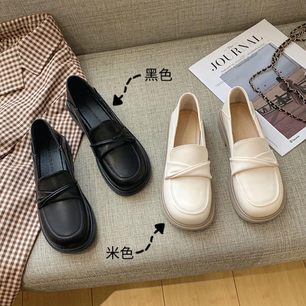 Spring and Autumn  Low Heeled British Style Loafers for Women
