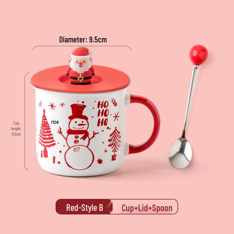Personalized Christmas Ceramic Mug with Lid and Spoon - Creative Cartoon Design, Perfect for Halloween Gifts