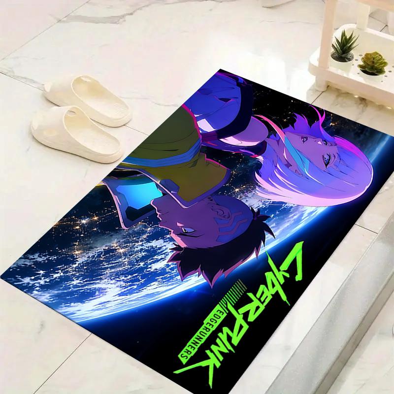 1Pc Cyberpunk Future Adventure Rug, Office Carpet Indoor Outdoor Doormat, Non-Slip, Comfortable, Living, Christmas Halloween, Xmas Gift S1585