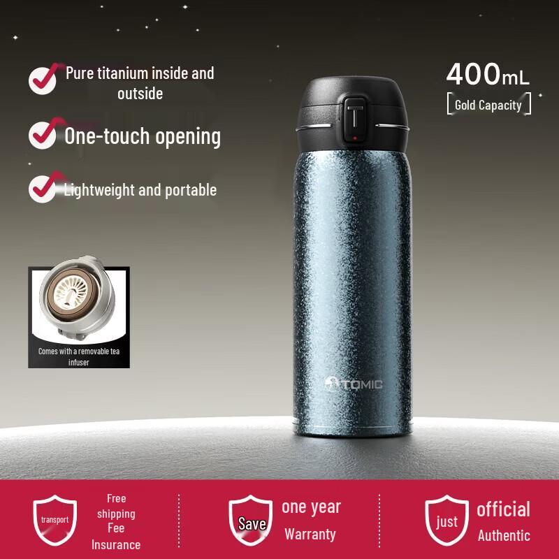 TOMIC Pure Titanium Pop-Up Travel Mug