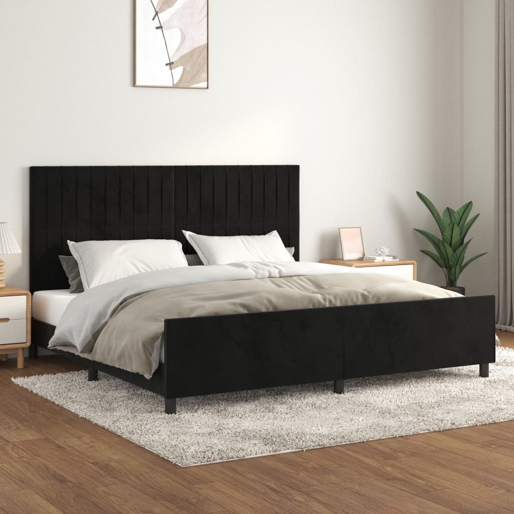 Bed Frame without Mattress Black 200x200 cm Velvet