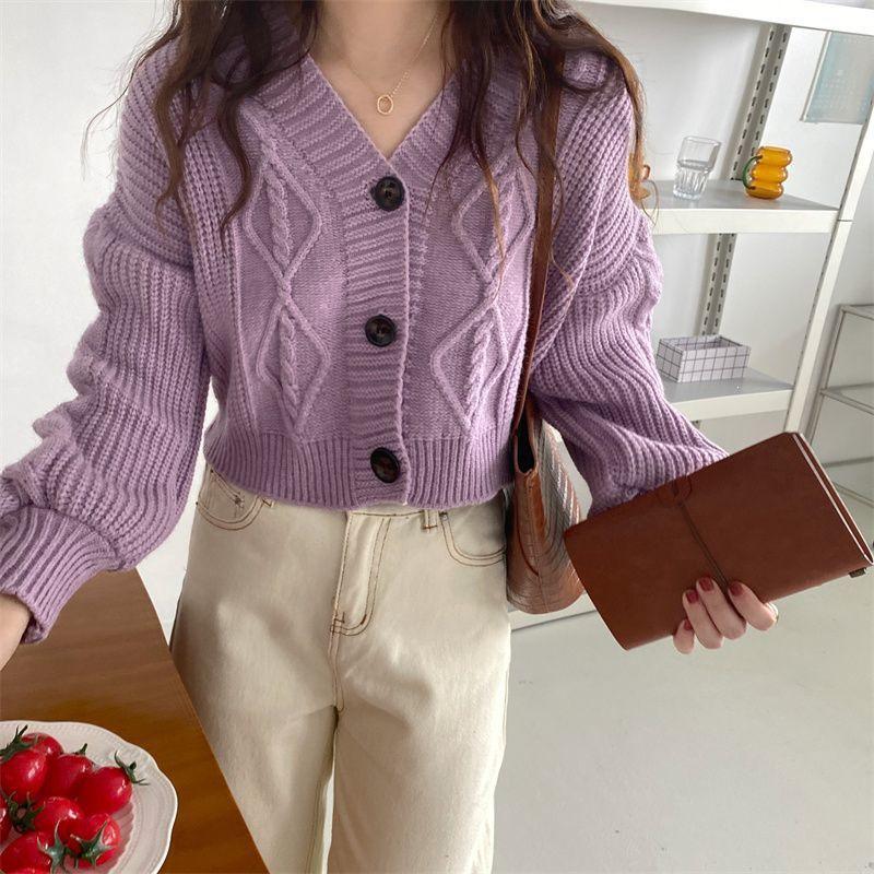 Autumn/Winter Women's Loose Fit V-neck Cardigan – Japanese Korean Style Knit Sweater