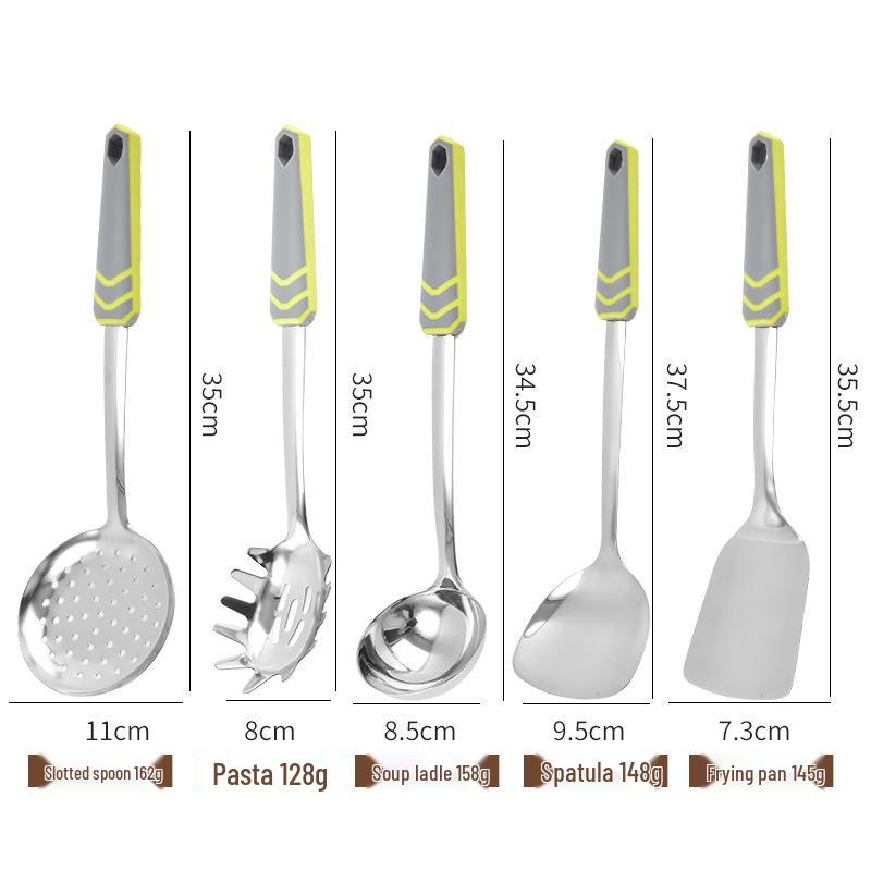 Stainless Steel Kitchen Utensil Set: Stir-Fry Spatula, Soup Ladle, Slotted Spoon, and More - Perfect Full Kitchen Gift Set