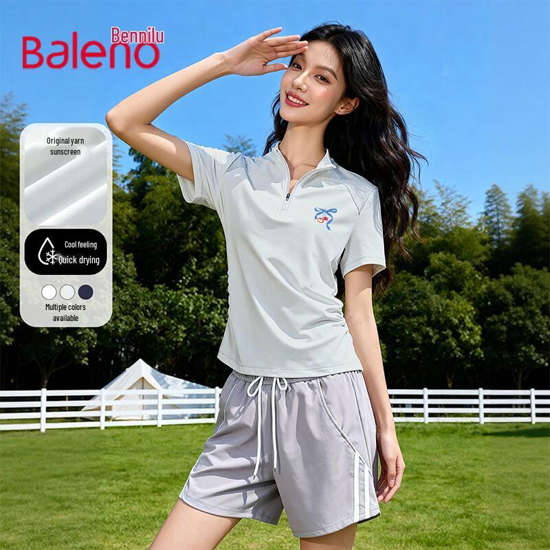 

Baleno Women s Half-Zip Short Sleeve Sports T-Shirt M