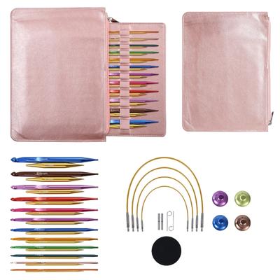 12Pairs Aluminum Alloy Tunisian Crochet Hook with Cable 3.0mm-10mm Interchangeable Circular Knitting Needle for Knitting