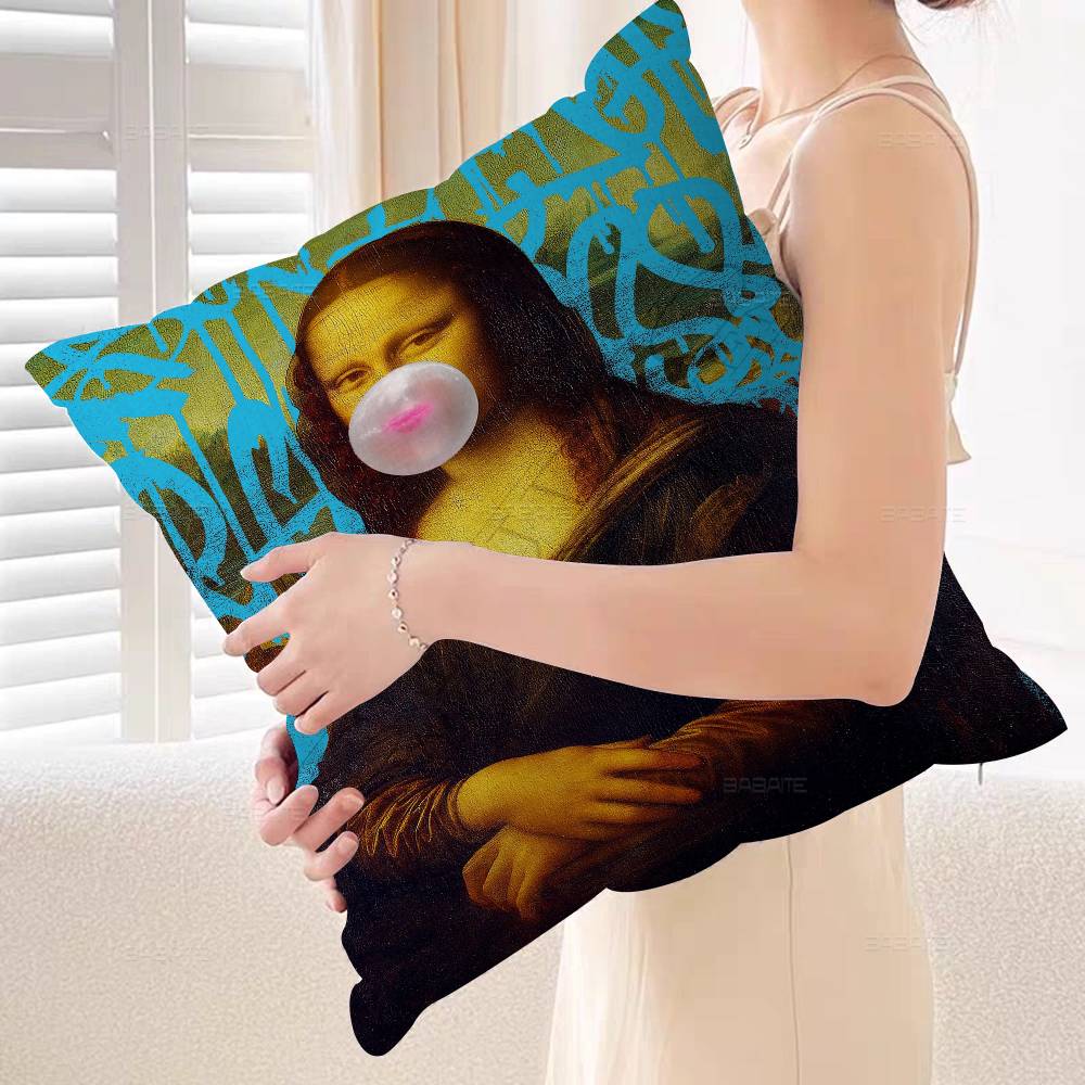 Mona Lisa Funny Wall Art Pictures Pillow Gifts Home Office Furnishings Bedroom Sofa Car Cushion Cover case 45x45cm