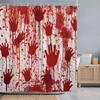 Strašidelné krvavé otisky rukou Halloweenský sprchový závěs Strašidelný stín Krev Netopýr Vana Polyesterové sprchové závěsy Koupelnová dekorace s háčky