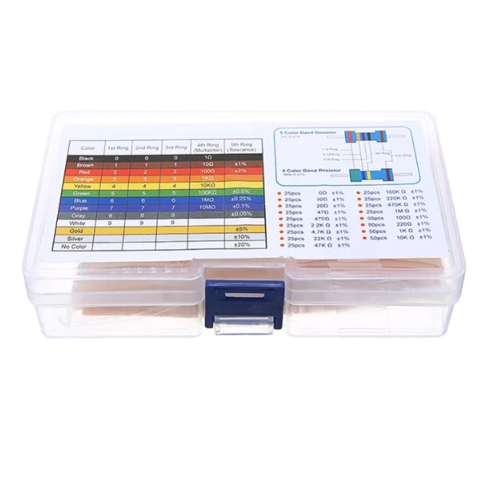 525pcs 17 Values Resistors Assortment Kit 0.25W 1/4W Resistors Metal Film Resistor Kit  Electronics