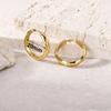 Gold Silver Color Simple Women Round Stainless Steel Earrings Fashion Classic Texture Ear Buckle Female Daily Jewelry