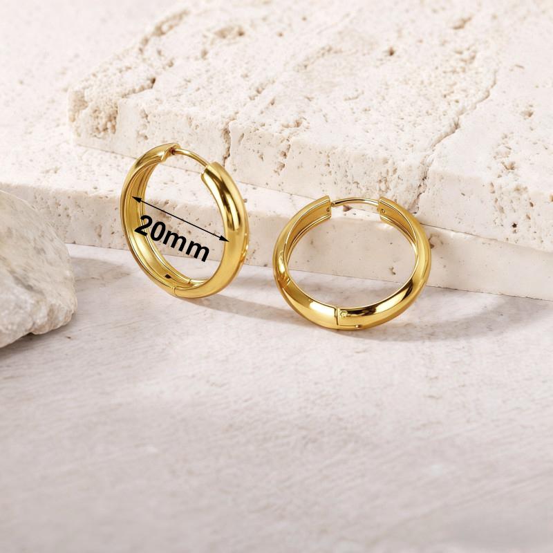 Gold Silver Color Simple Women Round Stainless Steel Earrings Fashion Classic Texture Ear Buckle Female Daily Jewelry
