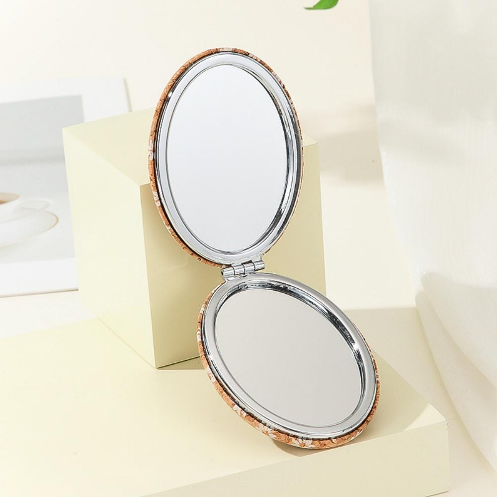 Cork Makeup Mirror Compact Folding Vanity Mirror Double Sided Makeup Mirror Cork For Girls Desk Travel Bag