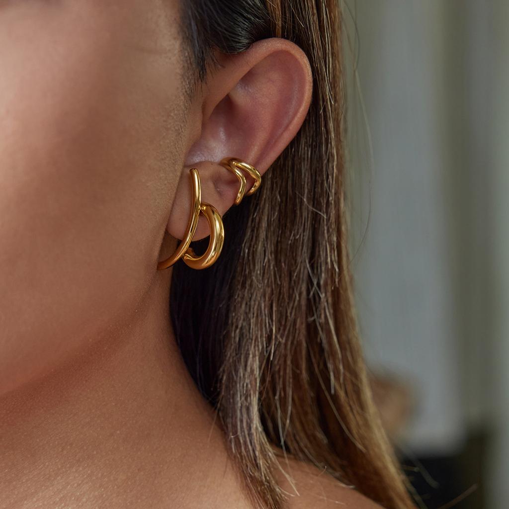 Yori Hot Style Stainless Steel Simple Line Earrings for Women Waterproof PVD Gold Plated High Quality Versatile Jewelry