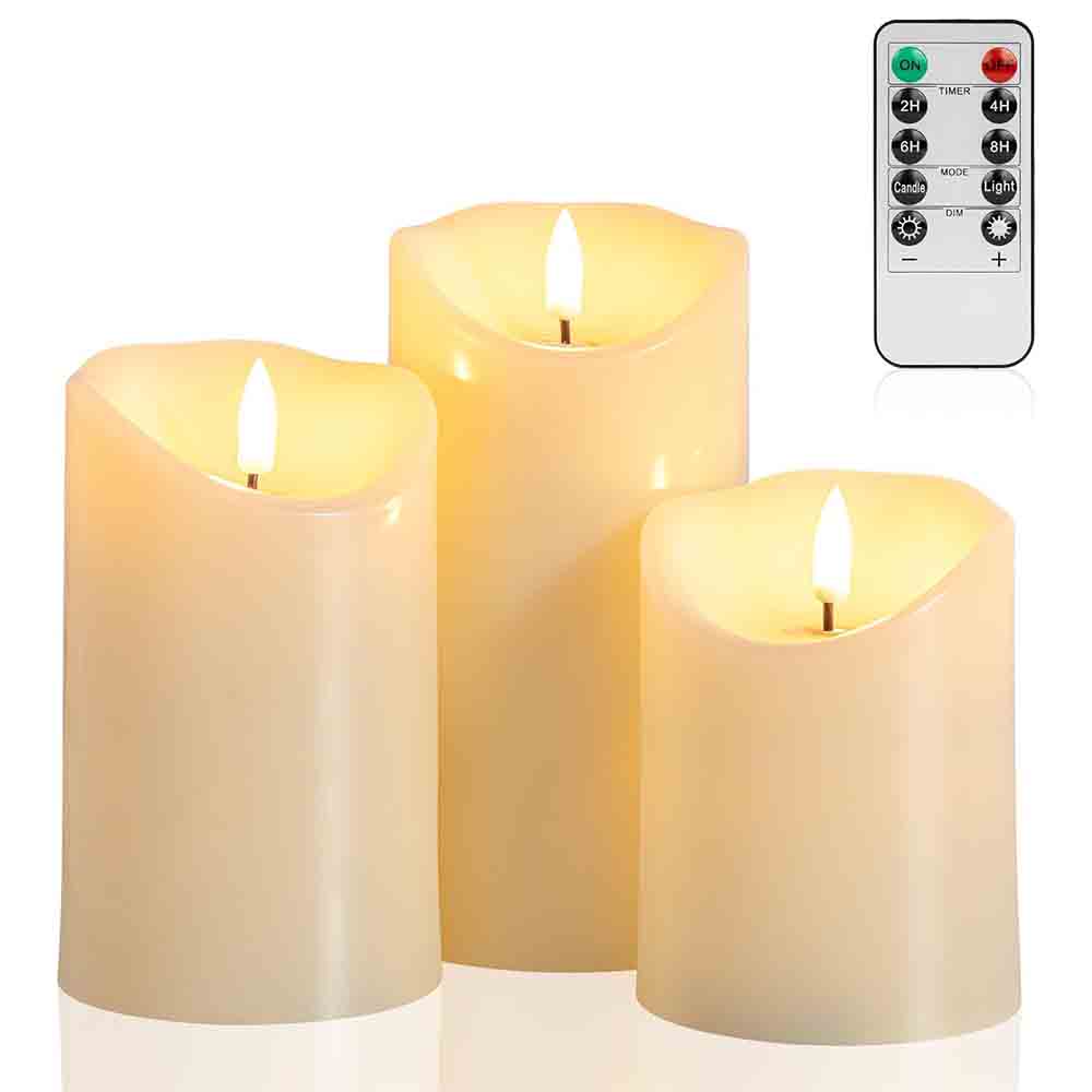 Flickering Flameless Candles 3Pcs/Set Remote Control LED Candles Easter Candle For Home Outdoor Indoor Wedding Decor Lighting