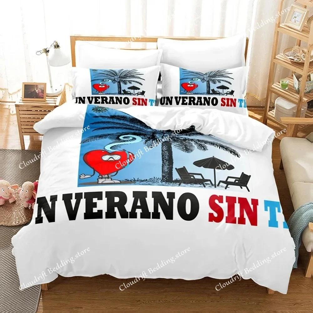 Set Biancheria da Letto Popolare Bad Bunny Stampa 3D Un Verano Sin Ti Copripiumino Piumone Set Letto Regali Taglia USA Singolo Matrimoniale Queen King026