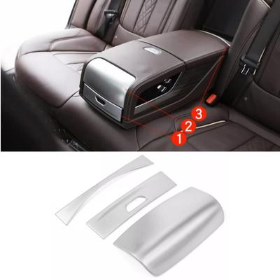 3Pcs/set ABS Chrome Car Interior Rear Armrest Water Cup Holder Trim Strips Stickers For BMW G30 5 Series 2018-21 Car