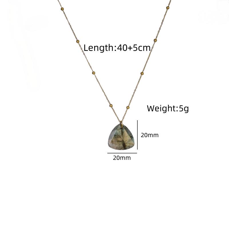 Elegant Blue Braided Rope Labradorite Necklace with Stainless Steel and Natural Stone Pendant