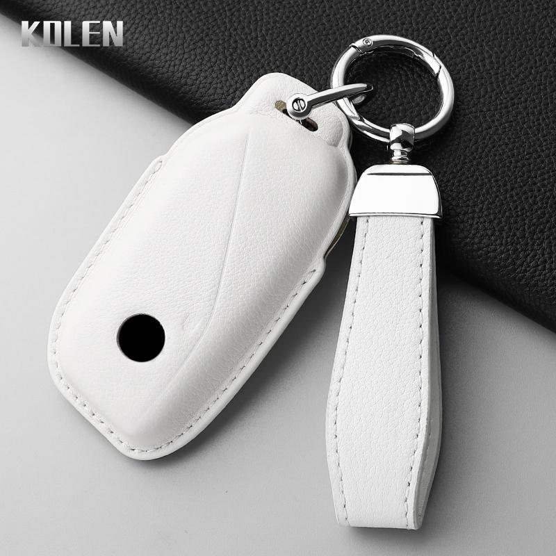 Genuine Genuine Leather Auto Key Fob Cover Case Housing Fit For Bmw I7 X7 G07 5 7 Series Ix X1 X5 G70 G09 Xm U06 G81 M3 Protected Remote Auto