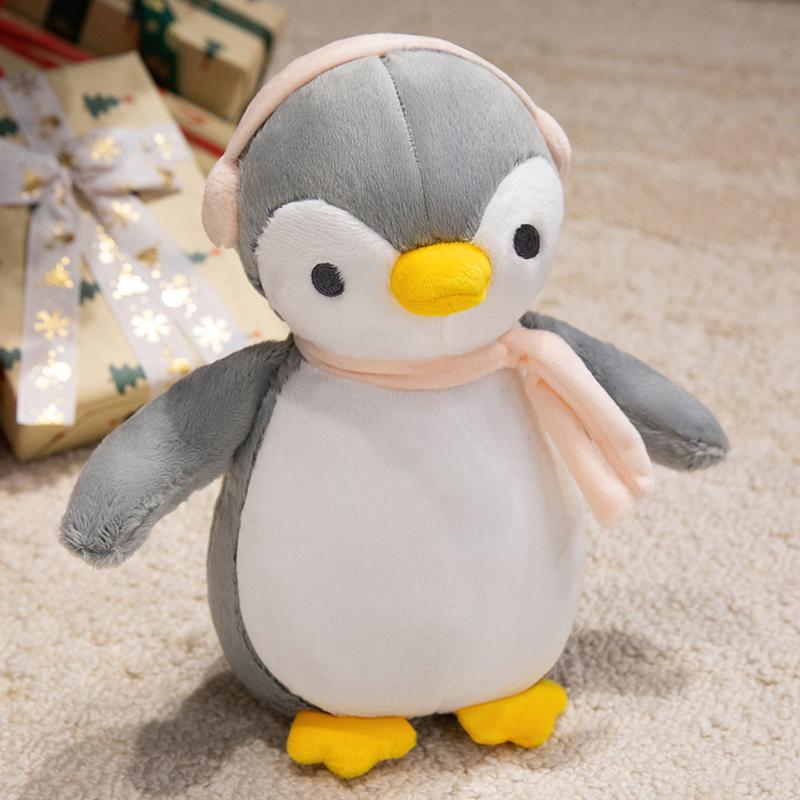 25CM Kawaii Cartoon Simulation Anime Earphones Penguin Stuffed Animal Plush Toy Doll Children's Cute Penguin Handmade Doll Gift