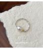 Cui Yan S925 Sterling Silver Natural Pearl Korean Style Color Block Elastic Ring for Women