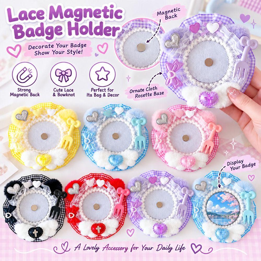 Bowknot Magnetic Badge Holder Magnetic Badge Display Holder Ita Bag Decoration Lolita Accessory