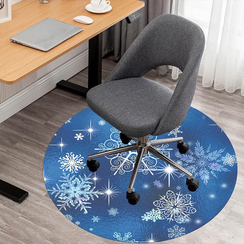 1pc snowflake winter Round Chair mat Area Rug - Non-Slip, Floor Mat for Office, Bedroom, and Indoor Decor c1118027