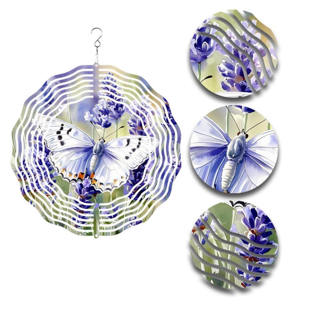 10-calowy metalowy wiatrak motylkowy Kolorowa dekoracja ogrodowa Zewnętrzna wisząca kurant wietrzny na podwórko, patio, balkon Nie wymaga baterii