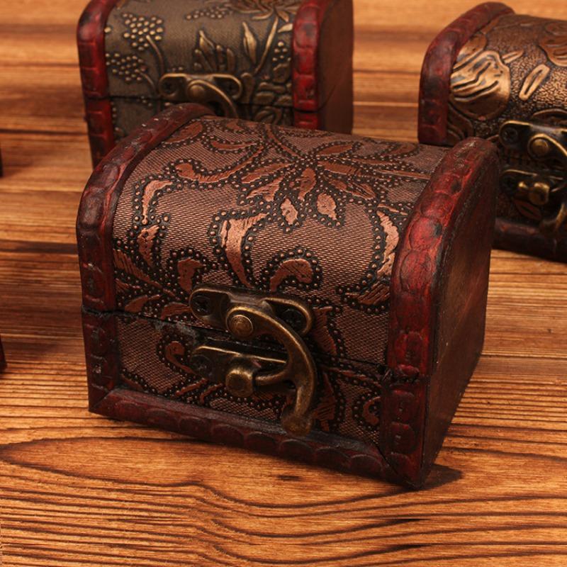 Vintage Wooden Storage Box with Lock, Retro Jewelry Keepsake Organizer for Wedding Candy, Jewelry , Trinkets,Trinkets,