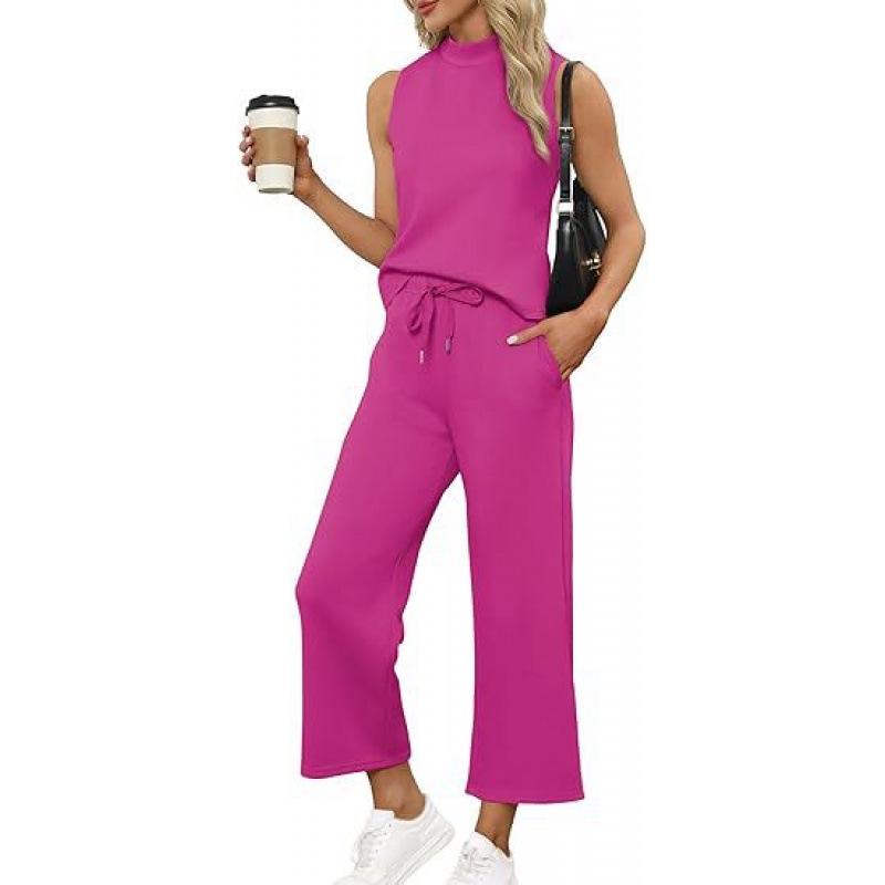 

2025 Summer Women s Cross-Border Suit: Vest Top & Wide-Leg Cropped Pants M