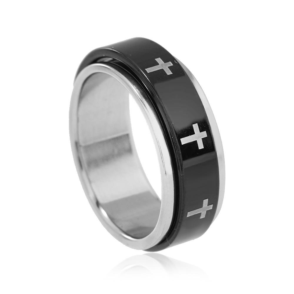 

Men s Rotatable Stainless Steel Cross Ring - Trendy Hip Hop Jewelry 11