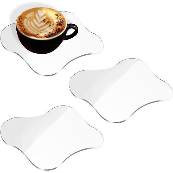 6PCS Gold Foil Acrylic Cup Coasters - Round Acrylic Drink Coasters, Transparent Aesthetic Coaster Set for Tabletop Decor, Minimalist Coasters for Clear Irregular