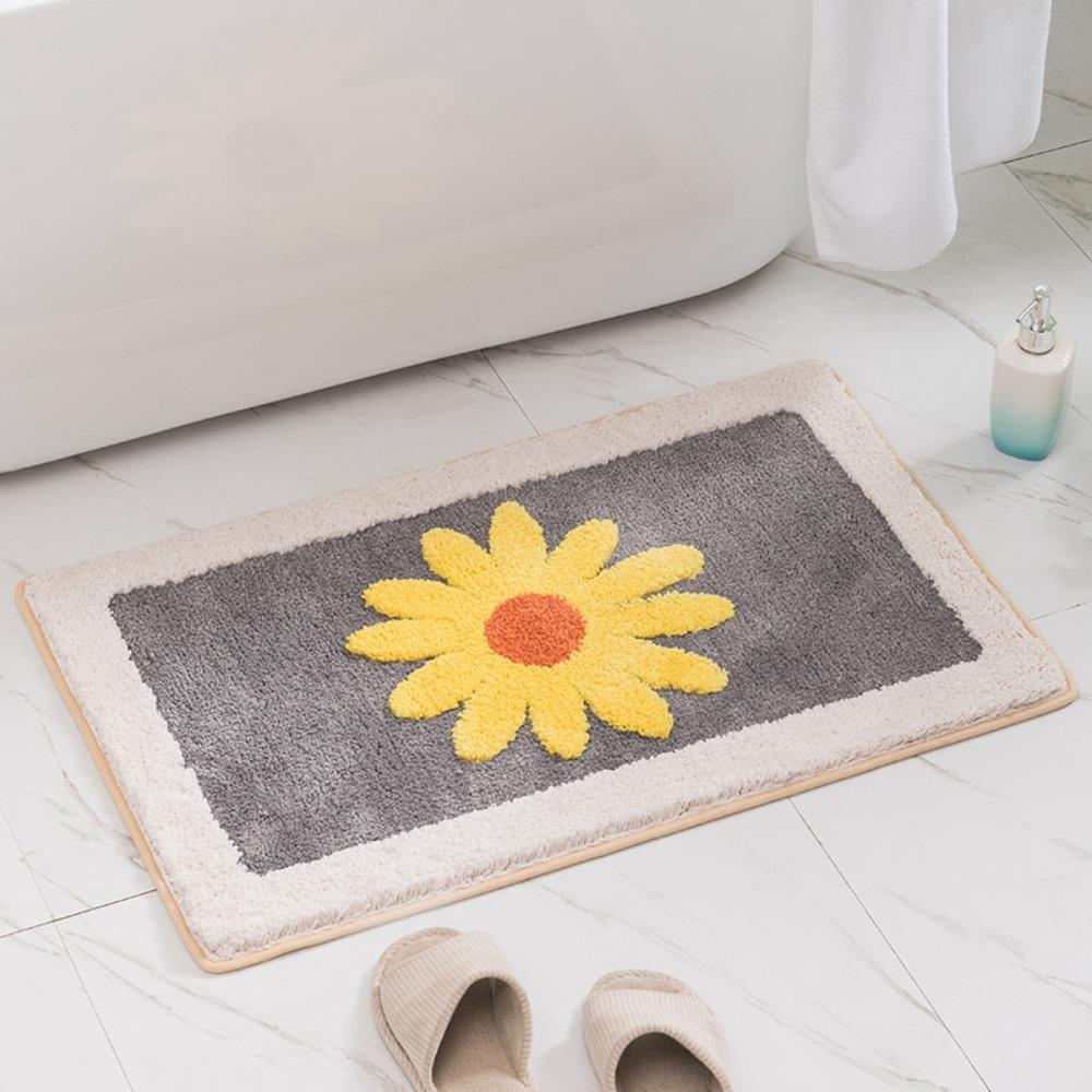 Toilet Door Cartoon Daisy Floor Mat Bathroom Non-slip Mat Bedroom Absorbent Foot Mat